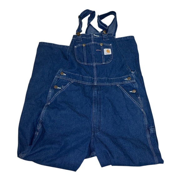 Carhartt R07-DST Men's Dark Denim Washed Denim Bib Overall 34x32 - Picture 1 of 2